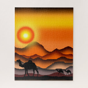 Camelos No Deserto Sunset Quebra-cabeça Presente -