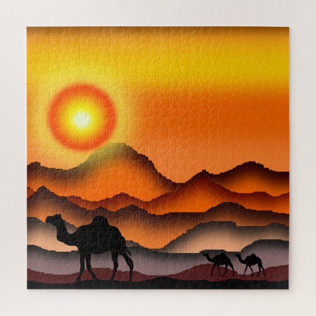 Camelos No Quebra-cabeça Do Deserto Sunset (Vertical)