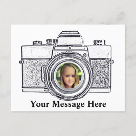 Câmera com seu cartão postal fotográfico