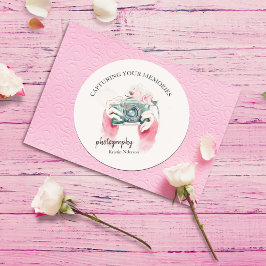 Câmera de Aquarela com adesivo redondo clássico co