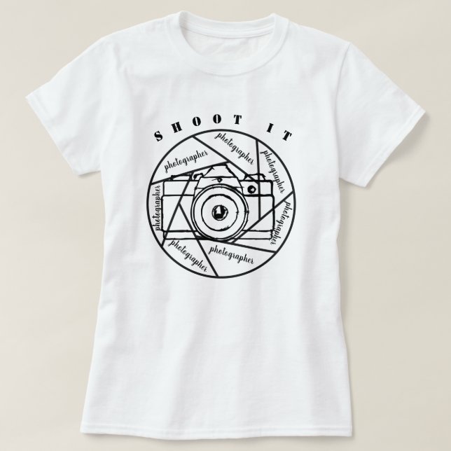 câmera fotográfica preto e branco T-Shirt (Frente do Design)