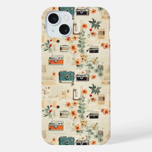 Câmera Vintage Rádio Floral Azul Turquesa Laranja  (Verso)