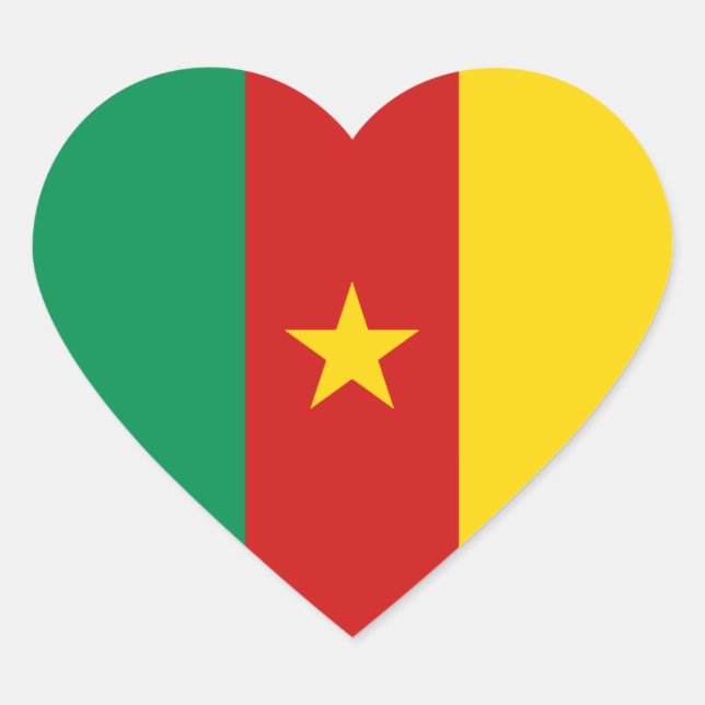 Cameroon Bandeira Coração Adesivo (Frente)