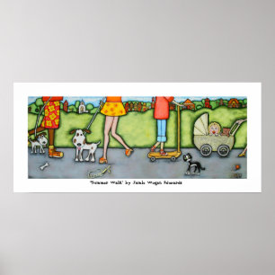 Caminhada do verão com poster dos cães e gato