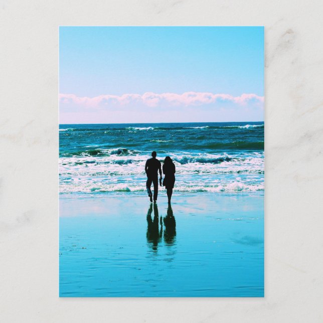 Caminhada Romântica no Cartão Postal de Praia (Frente)