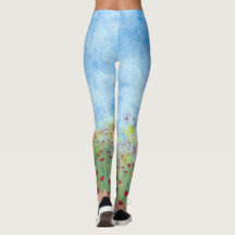 Caminhando no campo de papoilas vermelhas leggings
