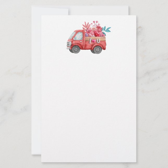 Caminhão de Amor Bonito com Aquarela Cardíaca (Frente)