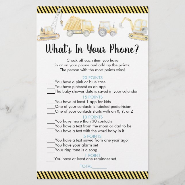 Caminhão de Construção O que há no seu jogo telefô (Frente)