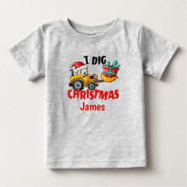 Caminhão de Escavação Eu Adoro o Natal Camiseta Pe