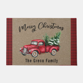 Caminhão Red Vintage com tapete de boas-vindas da