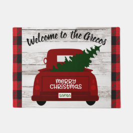 Caminhão Red Vintage com tapete de boas-vindas da