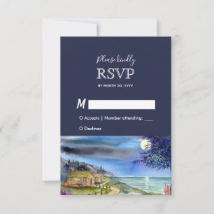 Caminho ao Luar Aquarela Resposta Casamento RSVP