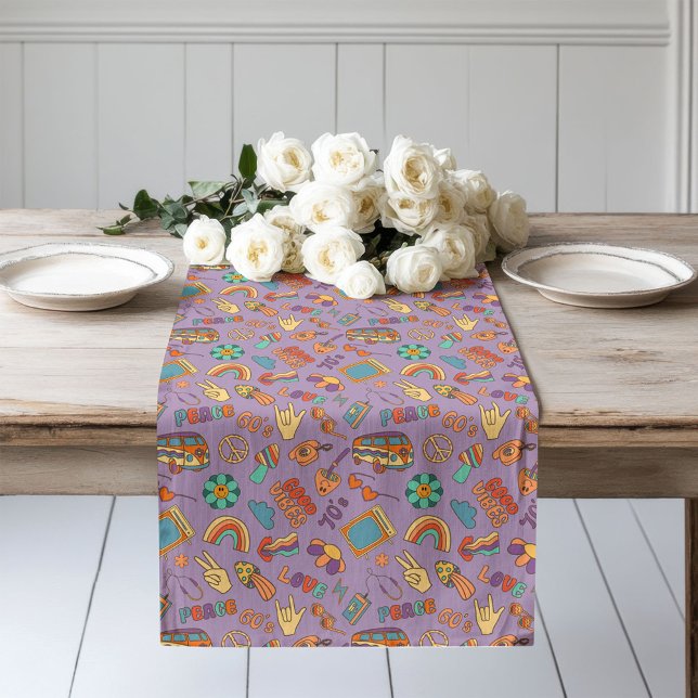 Caminho De Mesa Grande 70s Style Runner Groovy Pastel Table Accent (70s Style Runner Groovy Pastel Table Accent)