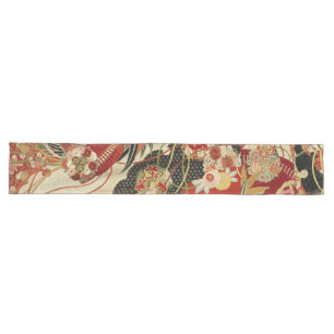 Caminho De Mesa Grande ANTIQUE FLORES DE JAPONÊS Vermelho Verde Floral