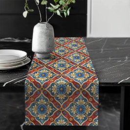 Caminho De Mesa Grande Artisan Look Mesa Runner com Azulejos do Mediterrâ