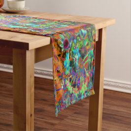 Caminho De Mesa Grande Azul-Abstrato e Flor Verde limão florescente