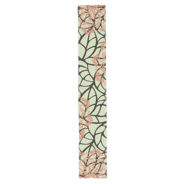Caminho De Mesa Grande Balanced Beauty: Leaf and Half-Mandala Table Runne (Frente)
