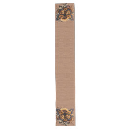 CAMINHO DE MESA GRANDE BURLAP BROWN OLHA COM BOTÃO LARANJA MARCADO