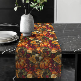 Caminho De Mesa Grande Charmoso Autumn Floral Pumpkins Harvest Motifs
