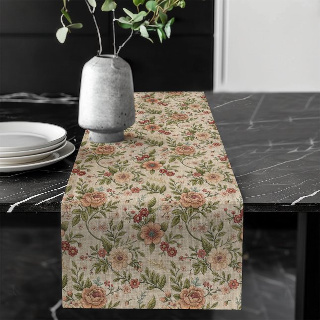 Caminho De Mesa Grande Chique Runner com Delicate Floral Design (Shabby Chic Runner with Delicate Floral Design)