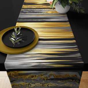 Caminho De Mesa Grande Cinza moderna e elegante, preto e Dourado
