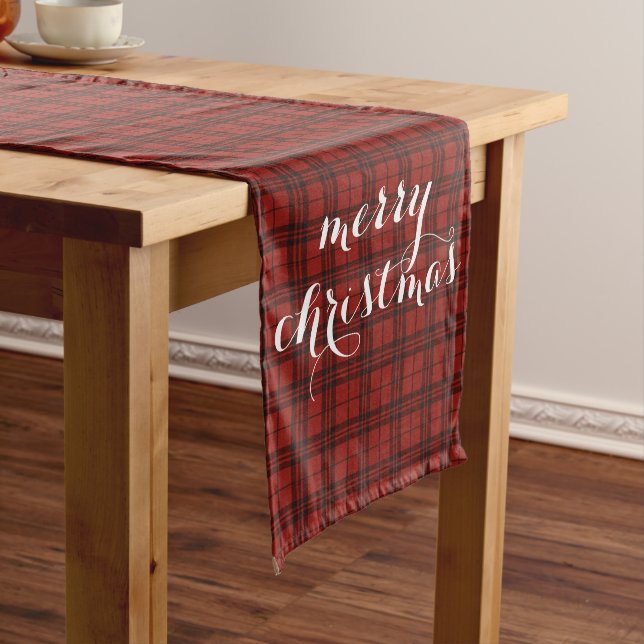 Caminho De Mesa Grande Classic Plaid Merry Christmas Festive Table Runner (No Local)
