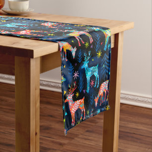 Caminho De Mesa Grande Colorida Deer Chrismas, Floresta de Árvore Estrela