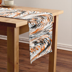 Caminho De Mesa Grande Cores de Bengala Linhas Laranja e Pretas Onduladas