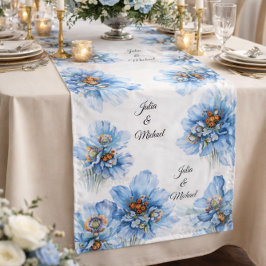 Caminho De Mesa Grande Coroa Botânica Azul Decoração de Casamento Recém-C