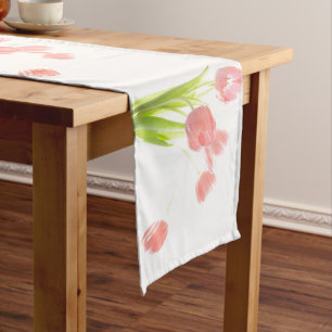 Caminho De Mesa Grande Corredor cor-de-rosa retro da mesa da flor branca