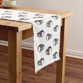 Caminho De Mesa Grande Cranio Preto e Branco de Halloween