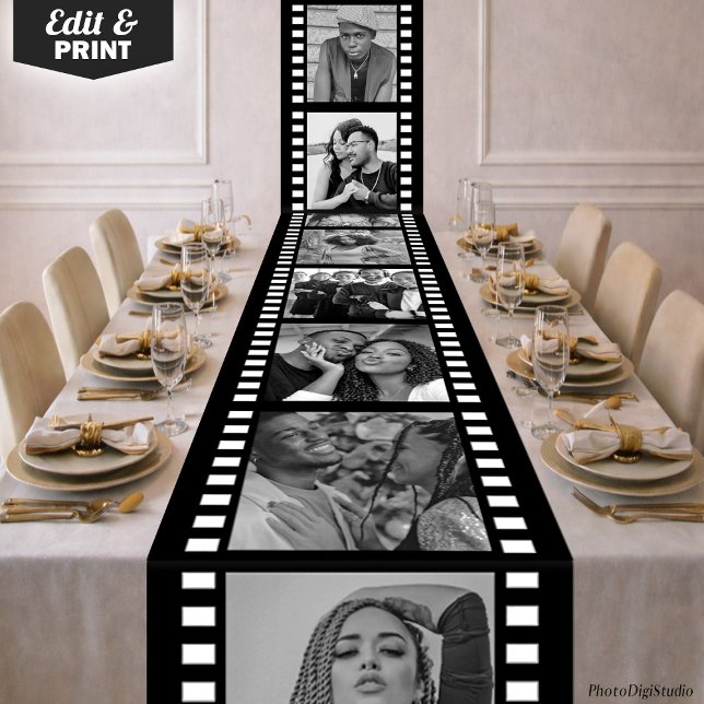 Caminho De Mesa Grande Custom Photo Tablecloth, Hollywood Film Strip (Custom Photo Tablecloth, Hollywood Film Strip Long Table Runner)