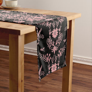 Caminho De Mesa Grande Damasco rosa e preto