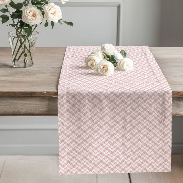 Caminho De Mesa Grande Dourada de Rosa para Xadrez de Blush para Charm de (Blush Rose Gold Plaid Runner for Table Charm)