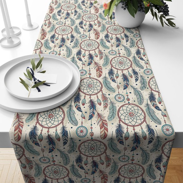 Caminho De Mesa Grande Dreamcatcher Pattern Mesa Runner - Charme Tribal (Dreamcatcher Pattern Table Runner – Tribal Charm)