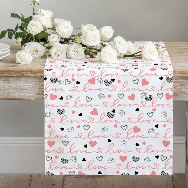 Caminho De Mesa Grande Elegant Anniversary Love Lettering Table Runner (Elegant Anniversary Love Lettering Table Runner)