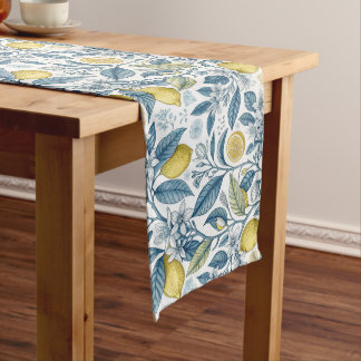 Caminho De Mesa Grande Elegant Mediterranean Lemon Botanical Navy