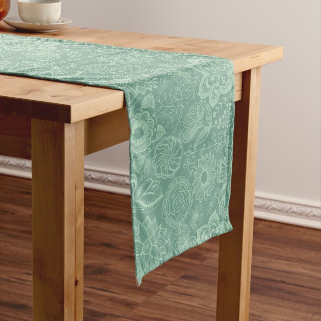 Caminho De Mesa Grande Elegante Toneladas Minúsculo Verde Lace Retroflora (No Local)