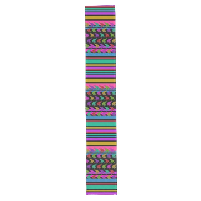 Caminho De Mesa Grande Elephant Walk & Stripes Pattern + suas ideias (Frente)