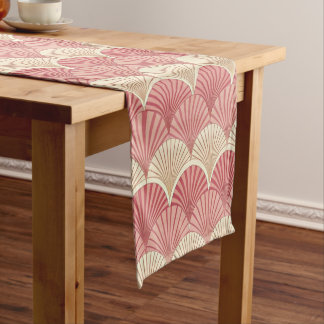Caminho De Mesa Grande Fans Pink Mid-Century