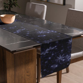 Caminho De Mesa Grande Flocos de Neve Brancos Corredor de Mesa Azul-Noite