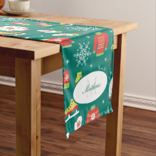 Caminho De Mesa Grande Flocos de neve Flocos de chá Festa de Natal Padrão