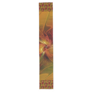 Caminho De Mesa Grande Flor verde-laranja-abstrato Vermelho Castanho-Cast