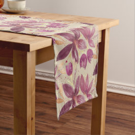 Caminho De Mesa Grande Flores de Paixão Bronze da Borgonha com Aquarela D
