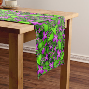 Caminho De Mesa Grande Flores Fractais Verdes Rosa-Rosa-Abstrato modernas