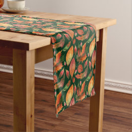 Caminho De Mesa Grande Folhas Coloridas de Outono 3 Floresta Escura Verde