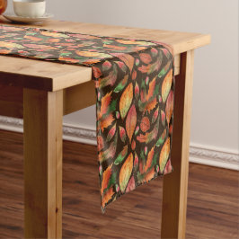 Caminho De Mesa Grande Folhas Coloridas de Outono 3 Marrom Chocolate