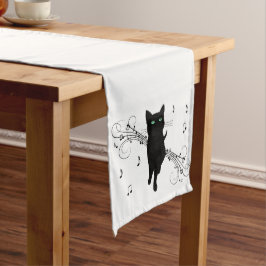 Caminho De Mesa Grande Gato Preto Rodeado por Notas Musicais Sussurrantes