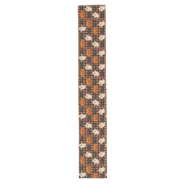 Caminho De Mesa Grande Gingham, morcegos de abóbora-fantasma (Frente)