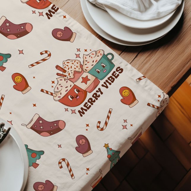 Caminho De Mesa Grande Groovy Table Runner Retro Pastel Holiday Magic (Groovy Table Runner Retro Pastel Holiday Magic)